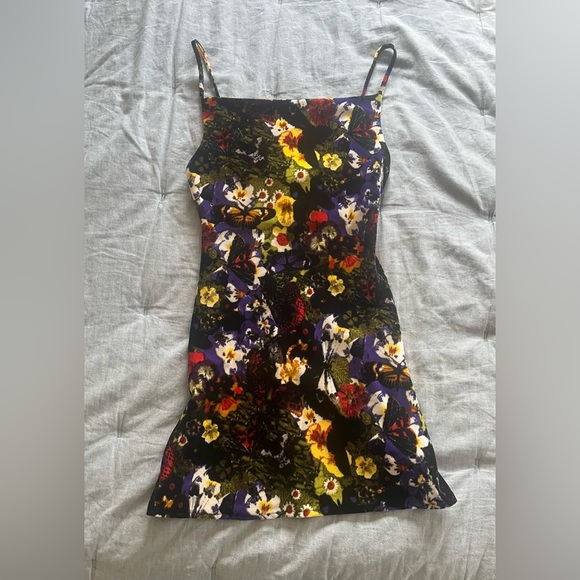 Urban Outfitters XS Dress Black Floral Velvet Mini Dress Spaghetti Straps NWOT - Picture 1 of 11